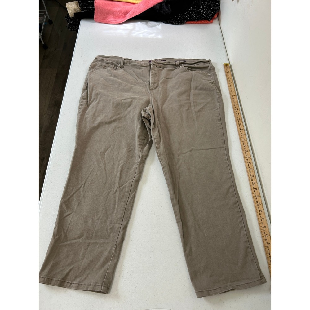 Gloria Vanderbilt Amanda High Rise‎ Tapered Jeans Taupe Tan Plus Size 22WS 4966
